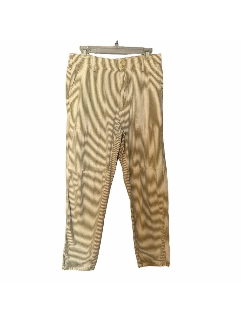 American Eagle Striped Pants Blue White Straight Leg Beachy Size 8